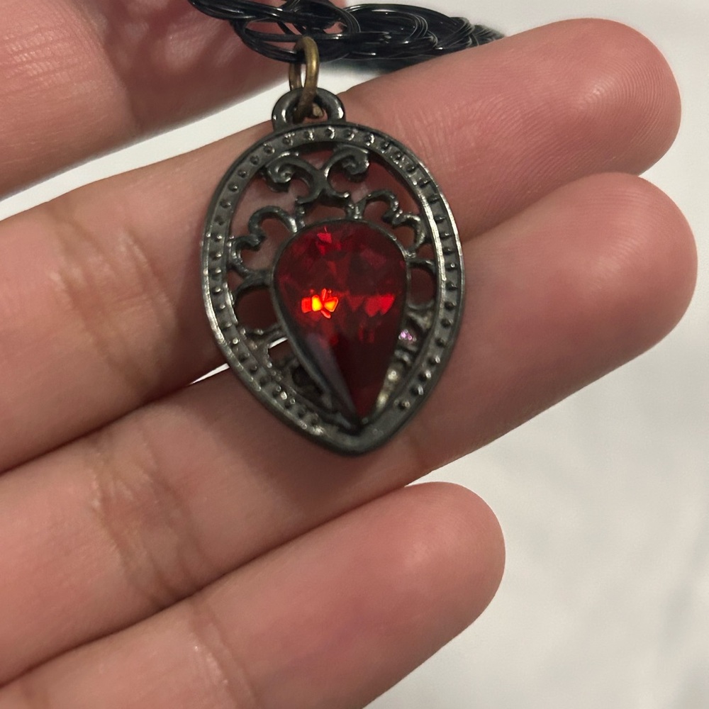 Elegant Red Teardrop Pendant Necklace